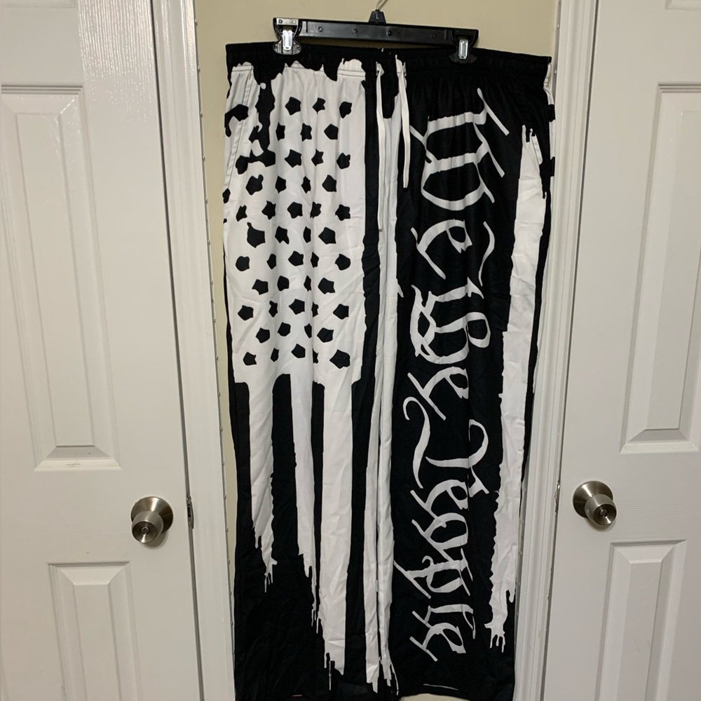 Black and White Graphic Flag Pants